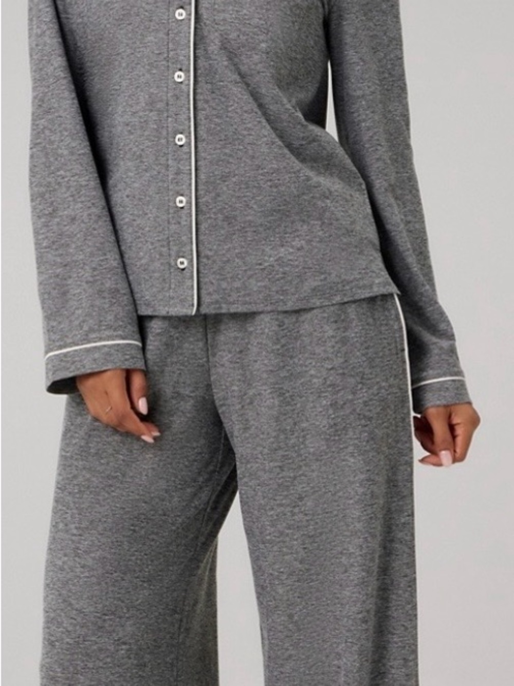 Fabletics Charcoal Heather Gray Pajama Set XL Wide Leg Lounge Set